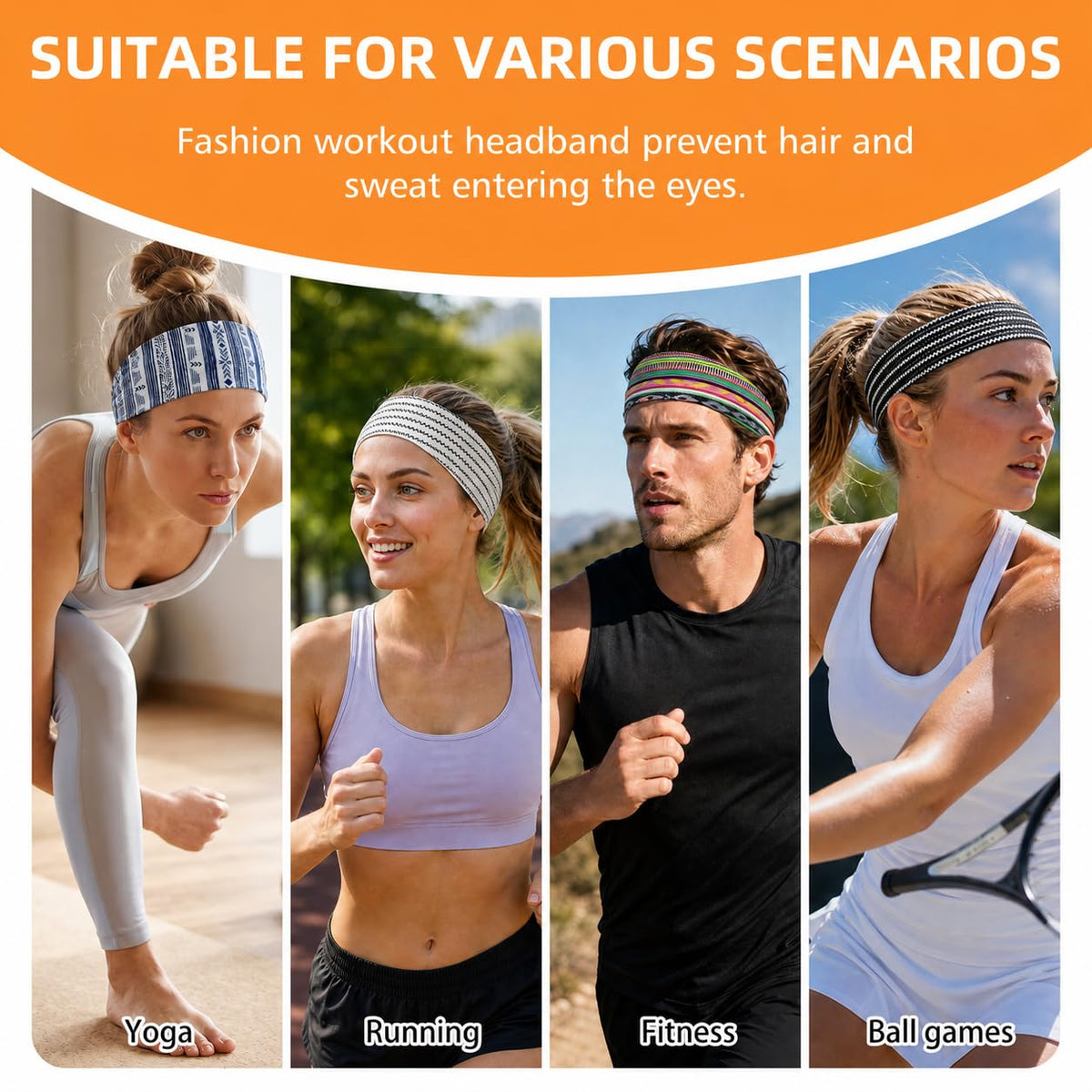 Headbands for Women 8PCS, Summer-Exclusive Elastic Non Slip Hair Head Bands