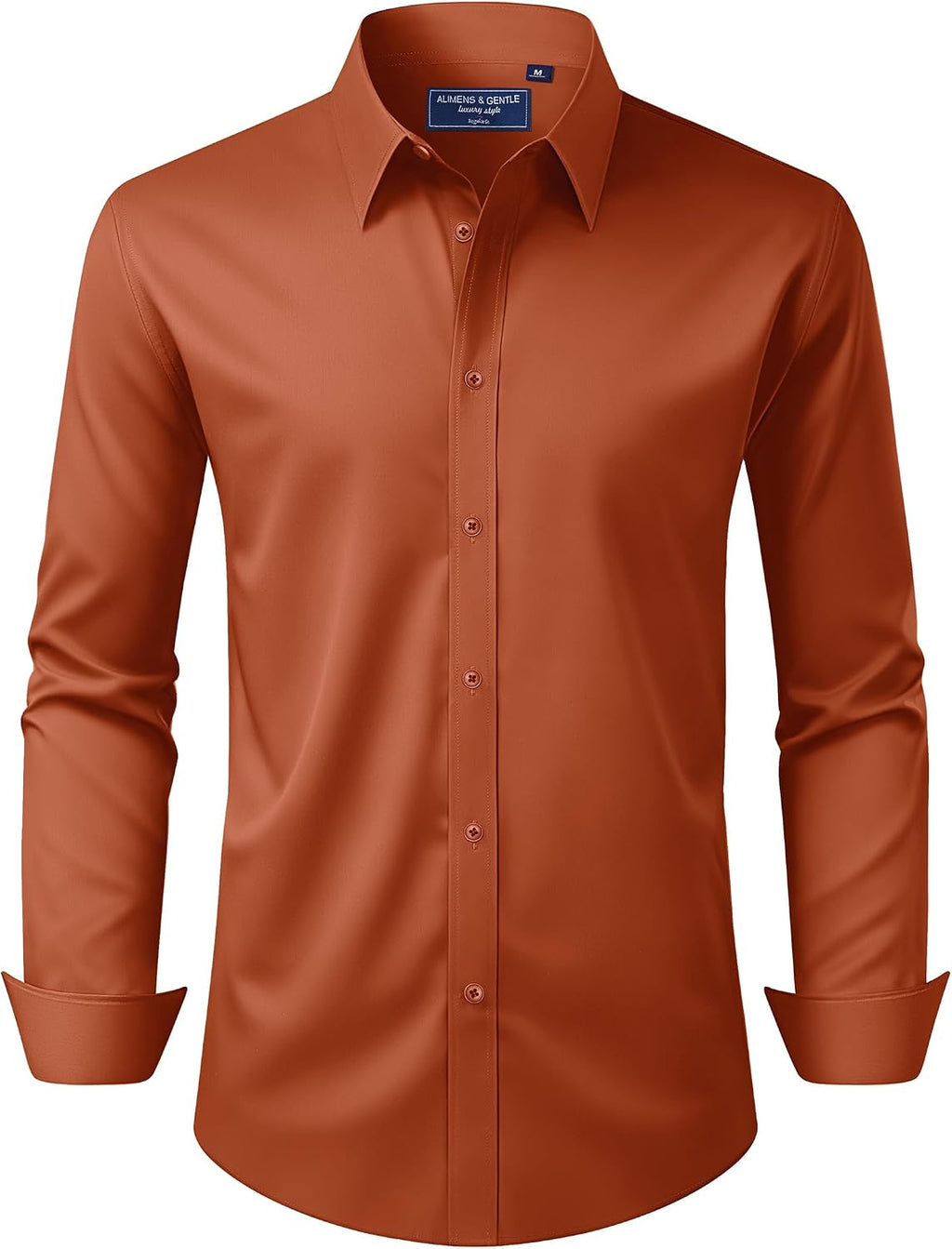 Alimens & Gentle Men's Dress Shirt Regular Fit Stretch Stain Shield Long Sleeve Solid Business Wedding Button Down Shirts