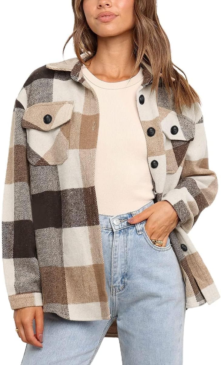 AUTOMET Shackets for Women Plaid Flannel Shirts