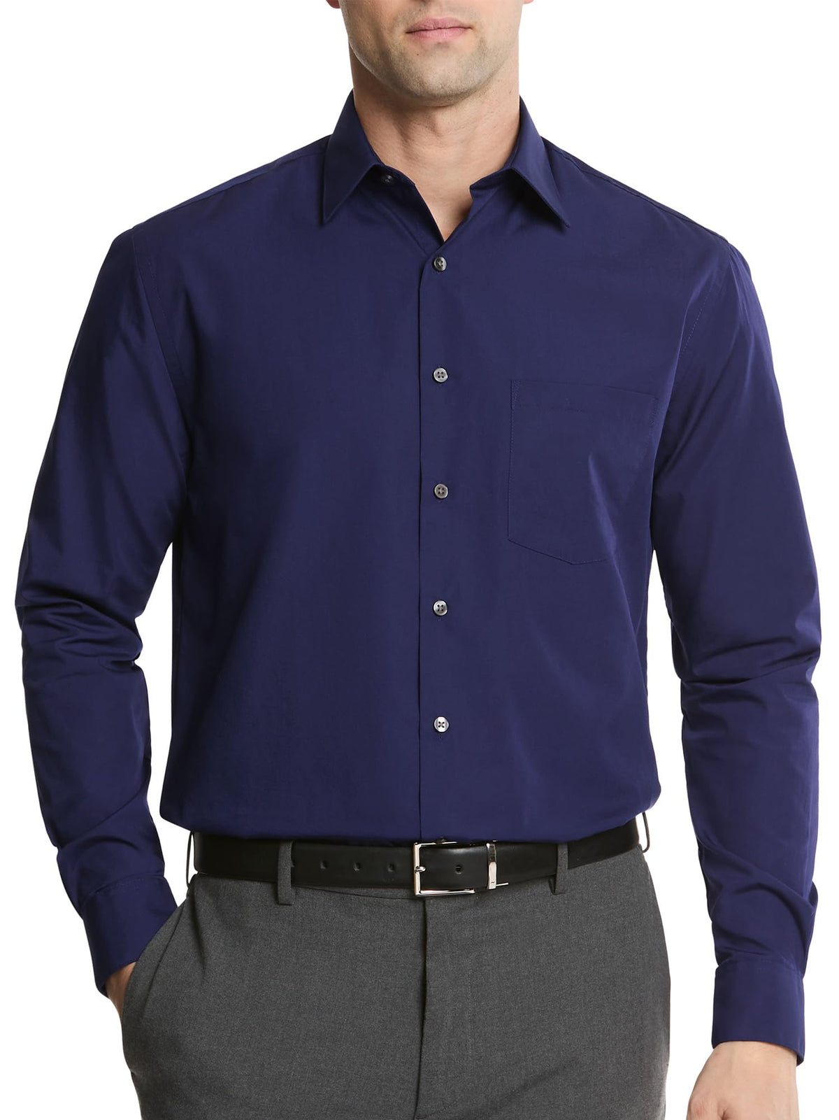 Van Heusen Mens Dress Shirt Regular Fit Poplin Solid