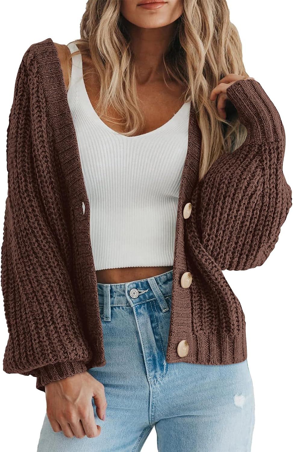 PRETTYGARDEN Women's Chunky Knit Open Front Cardigan Sweaters Fall Outfits