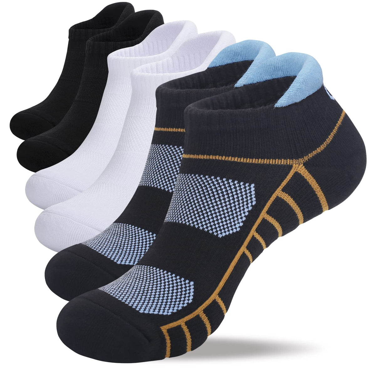 Lapulas Athletic Running Ankle Socks, Low Cut Cushioned Anti-Blister Tab Sports Socks Men Women 6Pairs