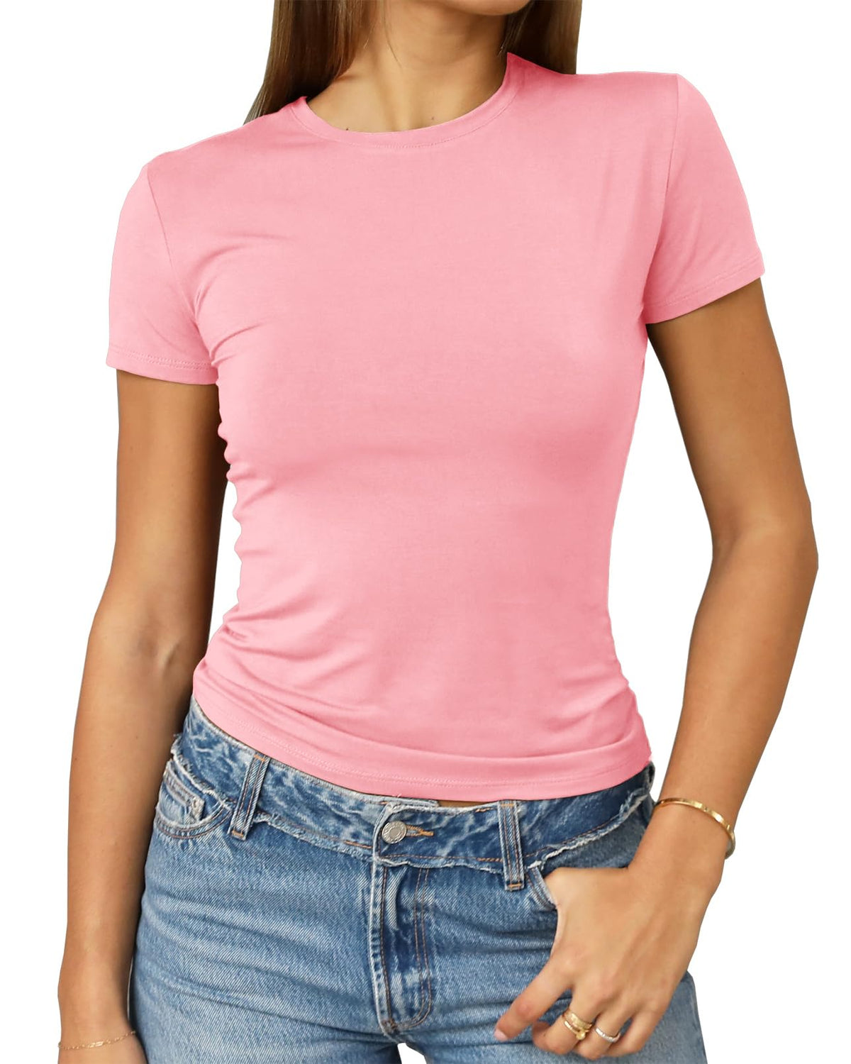 Abardsion Women's Casual Basic Slim Fit T Shirts