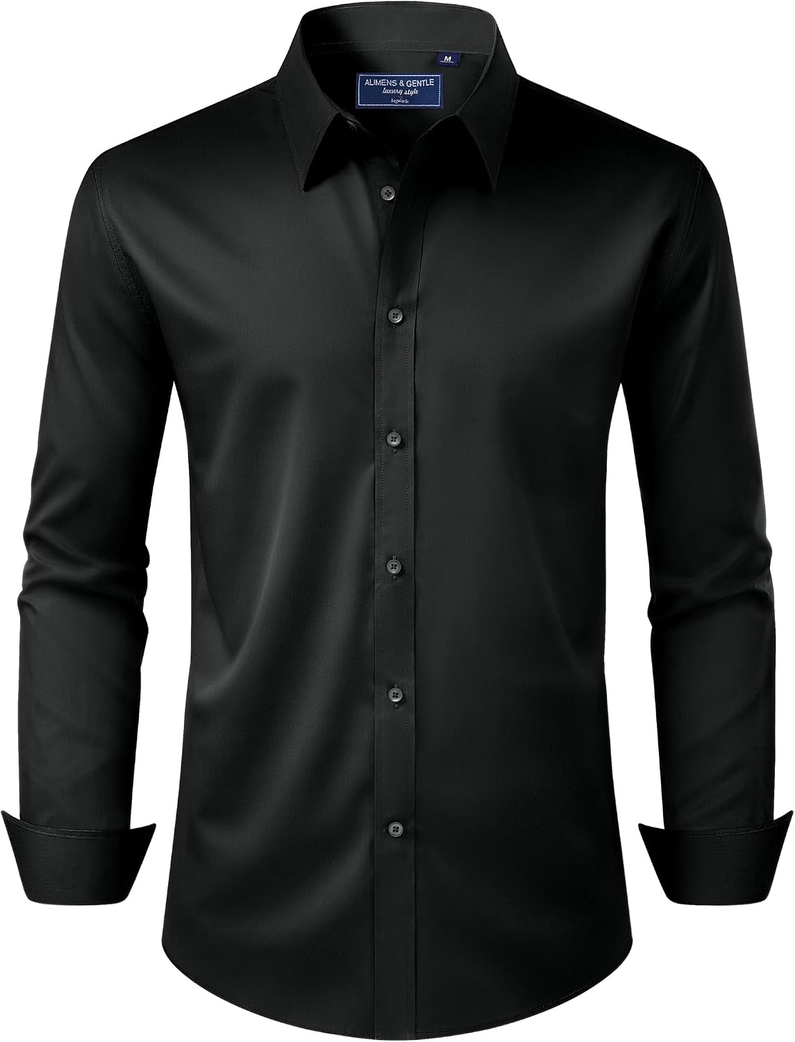 Alimens & Gentle Men's Dress Shirt Regular Fit Stretch Stain Shield Long Sleeve Solid Business Wedding Button Down Shirts