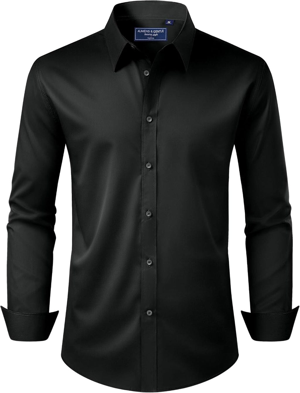 Alimens & Gentle Men's Dress Shirt Regular Fit Stretch Stain Shield Long Sleeve Solid Business Wedding Button Down Shirts