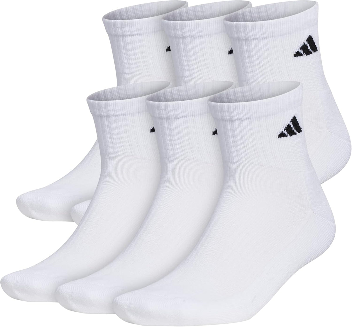 adidas Men's Athletic Cushioned Quarter Ankle Socks 6 Pairs