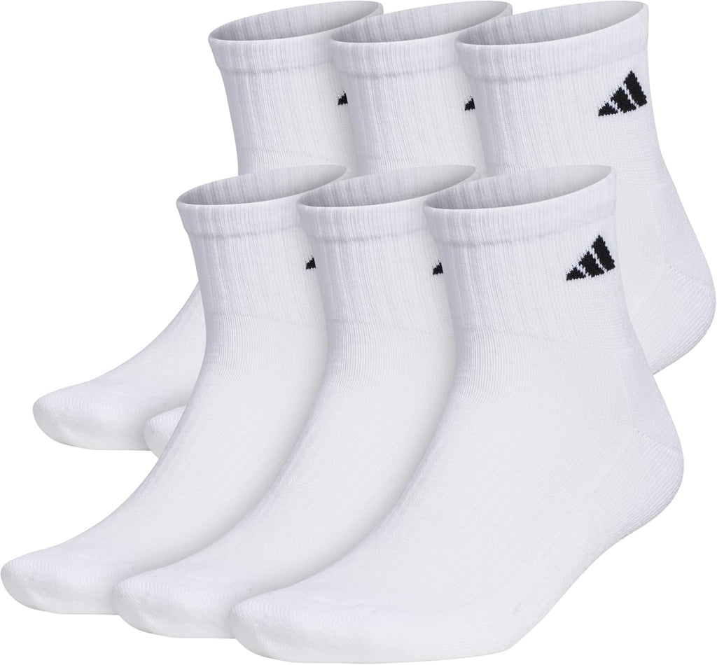 adidas Men's Athletic Cushioned Quarter Ankle Socks 6 Pairs
