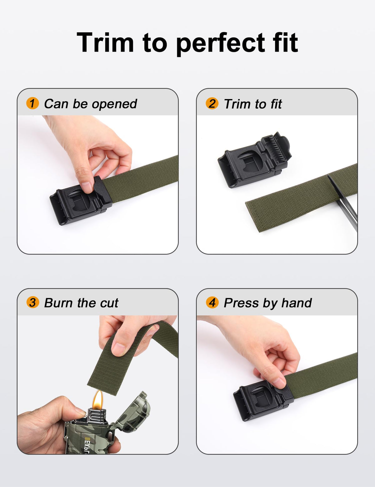 JUKMO Men's Stretch Tactical Belt, 1.5" Elastic Nylon Web with Flip Buckle
