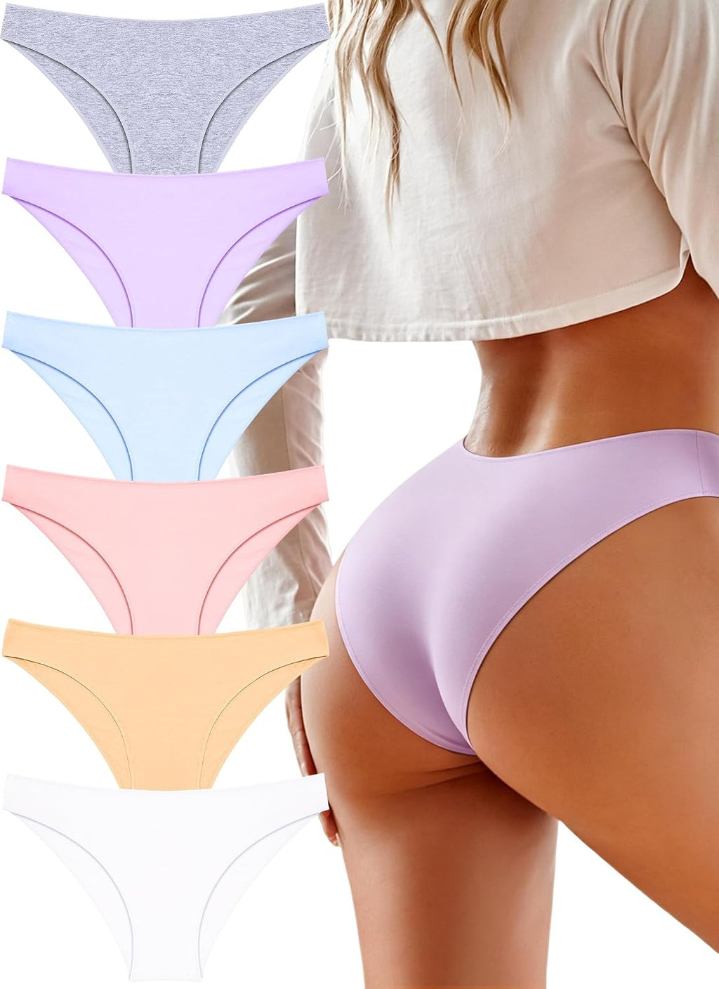 Cotton Underwear Women Sexy Cheeky Bikini Panties Lingerie Outfits 6 pack