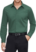 J.VER Men's Dress Shirts Stretch Stain Shield Long Sleeve Solid Formal Shirt Business Casual Button Down Shirts