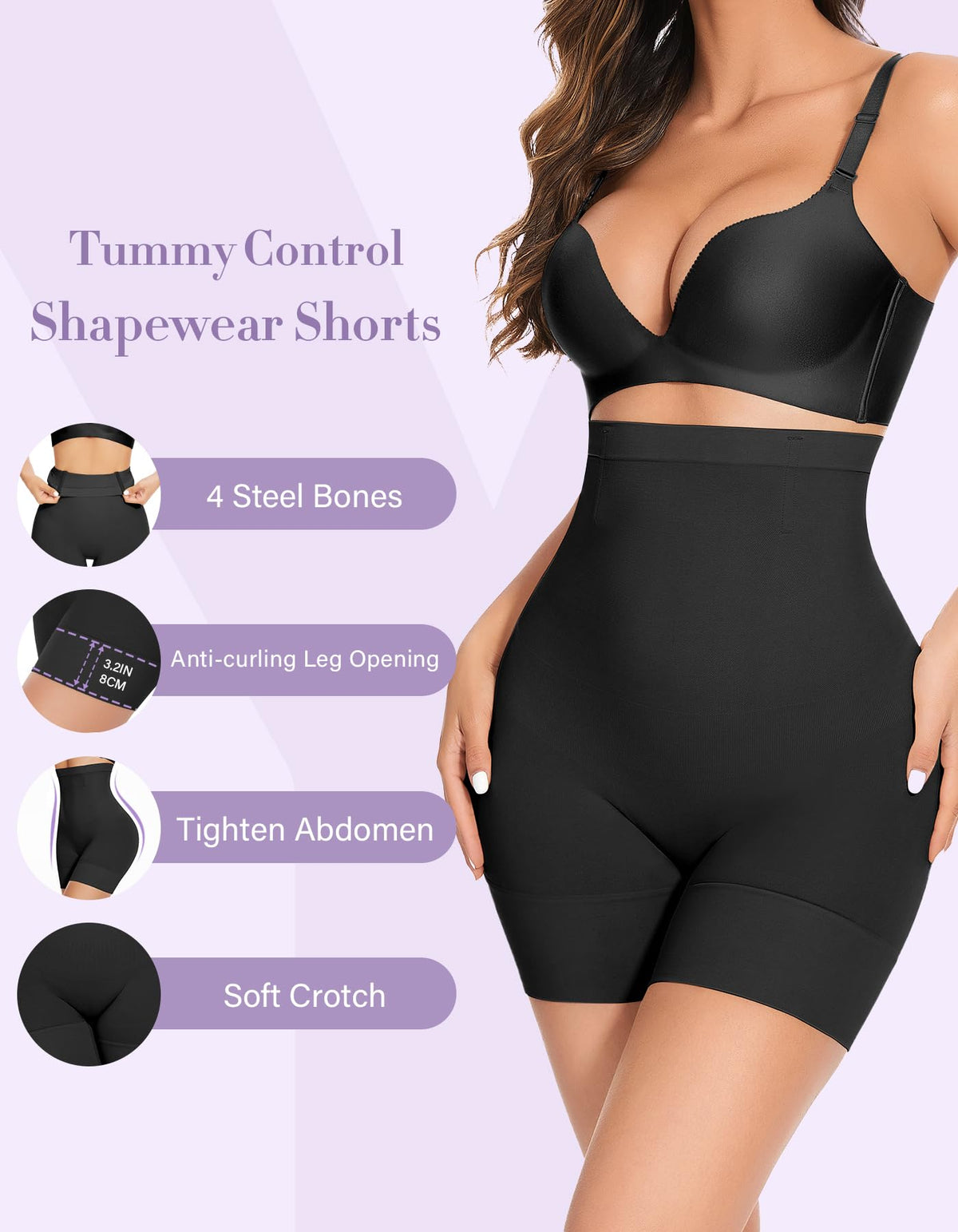 YADIFEN Womens Shapewear Tummy Control Shorts, High Waisted Body Shaper
