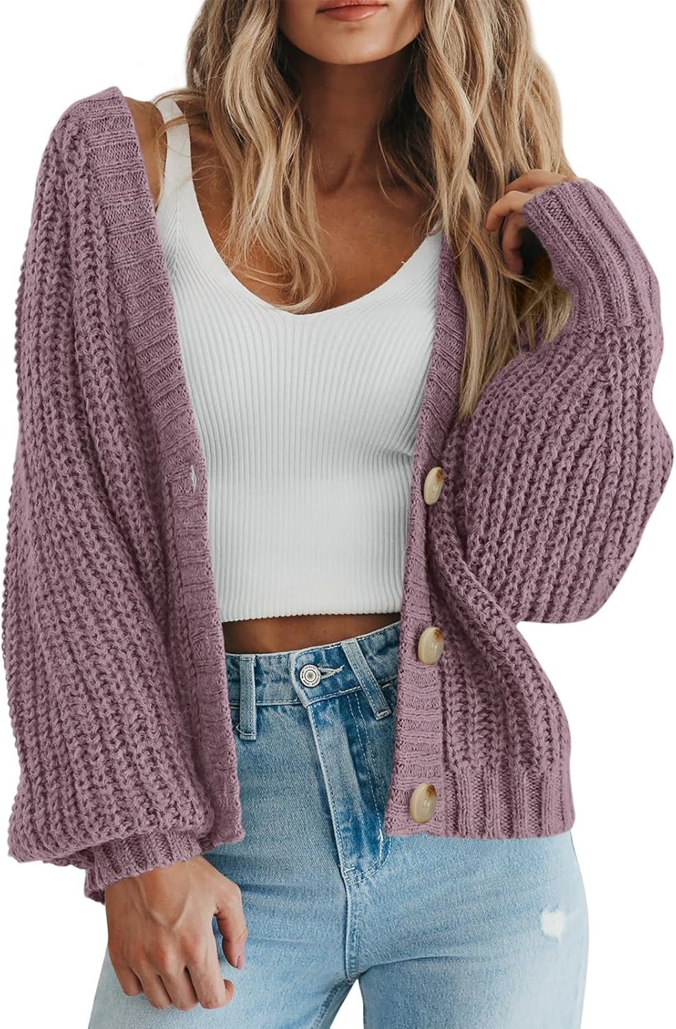 PRETTYGARDEN Women's Chunky Knit Open Front Cardigan Sweaters Fall Outfits