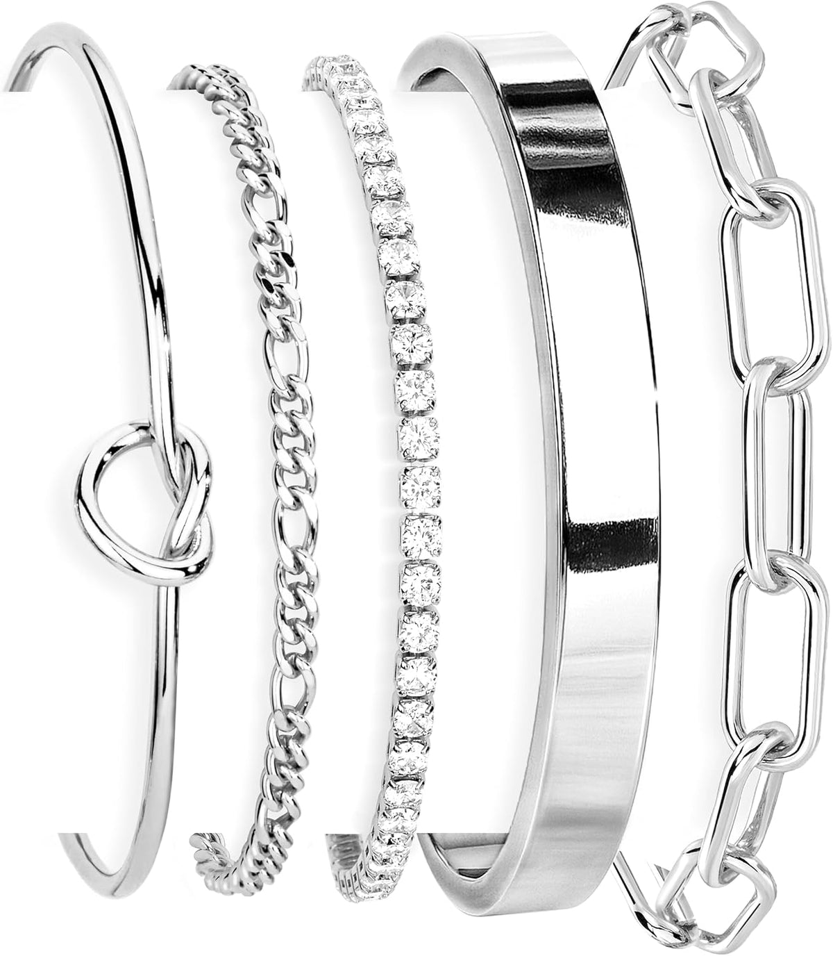 Gokeey Gold Bracelets Set for Women Non Tarnish, Waterproof 14K Gold Plated Sterling Silver Chunky Cuff Bracelet Stackable Gold Bangles Bracelet for Women Trendy Fashion Accessories Tie Knot Cuban Rope Paperclip Beaded Bracelet Stack Jewelry Mothers Day G