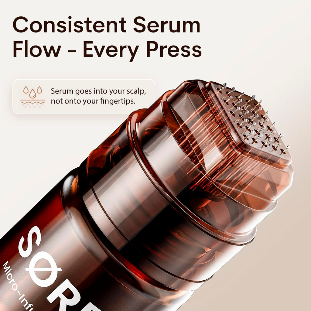SØREN Micro Infusion Hair Renewal System by SOREN - Saw Palmetto & Peptide Scalp Treatment Kit | Supports Fuller, Thicker-Looking Hair | Gold Microinfuse Applicator (3 Month Supply)