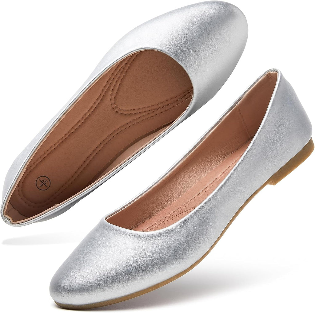 Hash Bubbie Women's Flats Shoes Ballet Flats Dress Shoes Comfortable PU Leather Slip on Shoes for Women