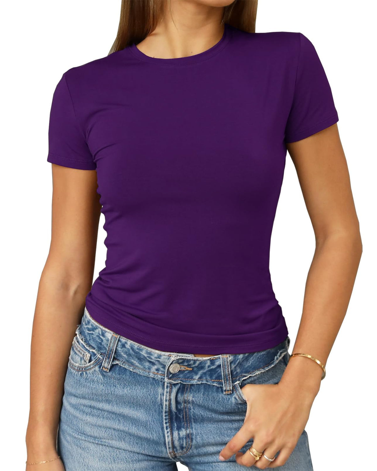 Abardsion Women's Casual Basic Slim Fit T Shirts