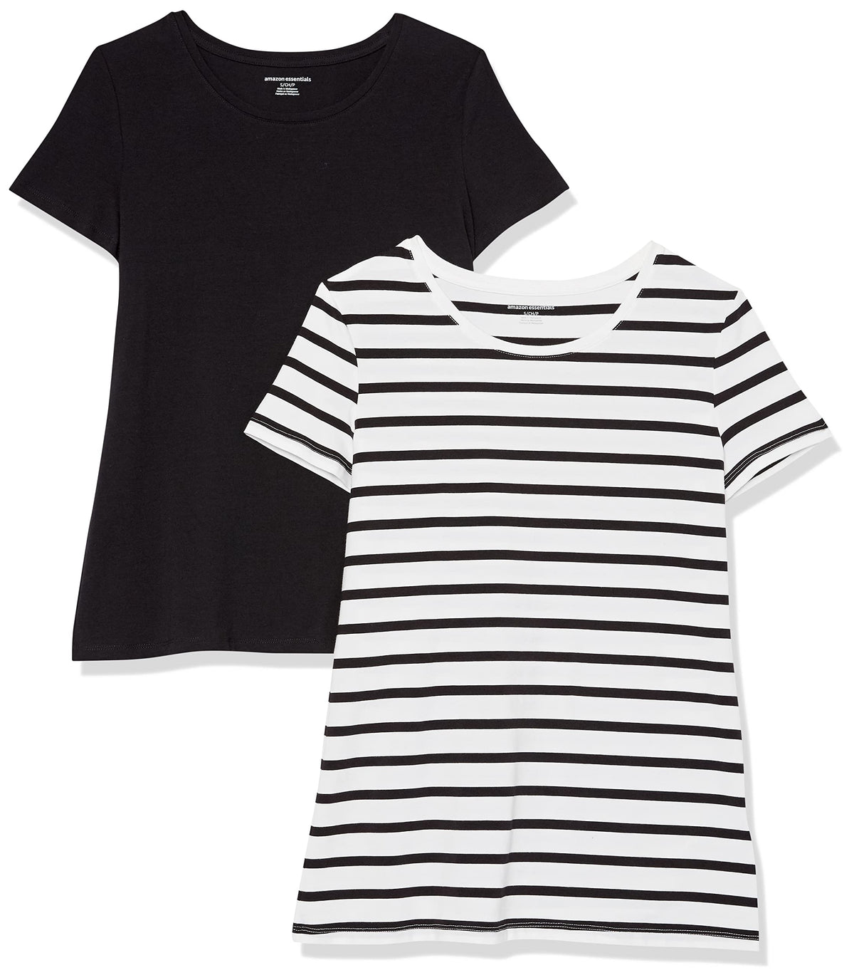 Amazon Essentials Women's Regular-Fit Short-Sleeve Crewneck T-Shirt, Cotton Modal Blend, Pack of 2