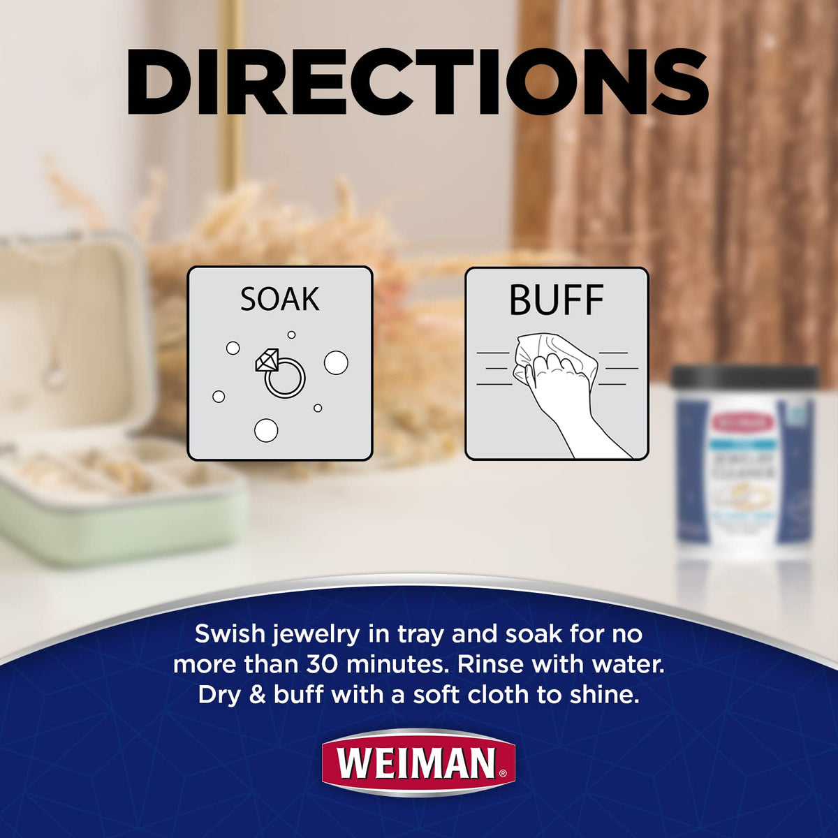 Weiman Jewelry Cleaner & Sparkle Stick - Portable, On-The-Go Cleaning for Diamond Engagement Rings, Wedding Rings, Gemstones, Necklaces, Earrings, Bracelets