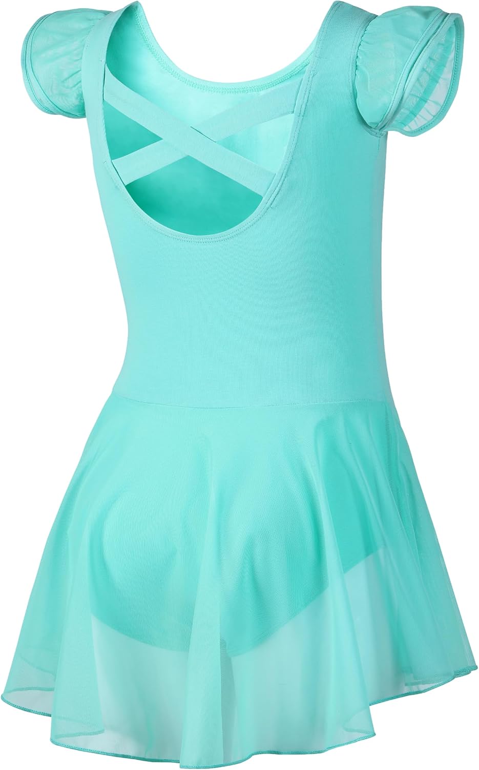 DIPUG Ballet Leotards for Girls Ballet Leotard with Skirt Toddler Dance Leotards Flutter Sleeve and Criss-Cross Back