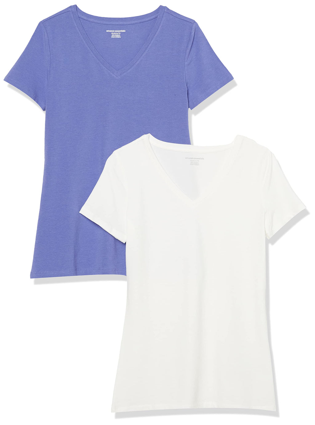 Amazon Essentials Women's Regular-Fit Short-Sleeve Crewneck T-Shirt, Cotton Modal Blend, Pack of 2