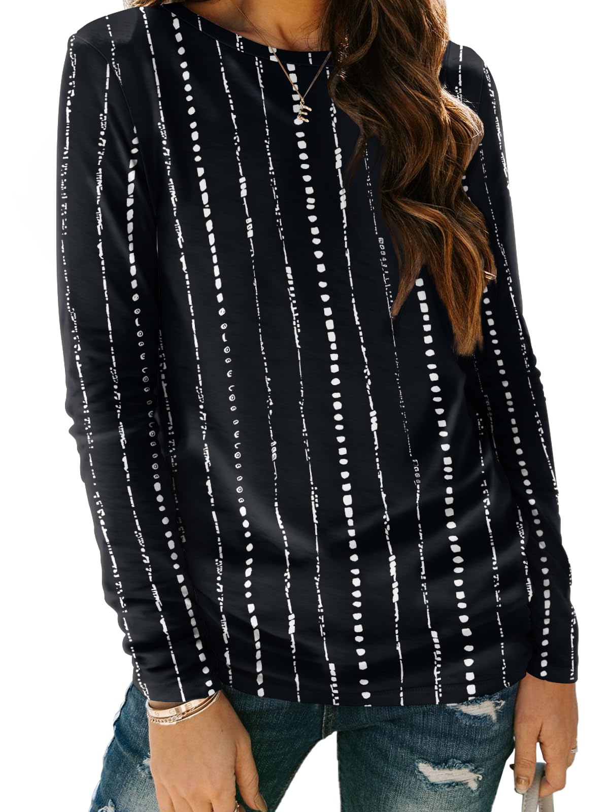 AUTOMET Women's Long Sleeve Crewneck Shirts Casual Basic Tops