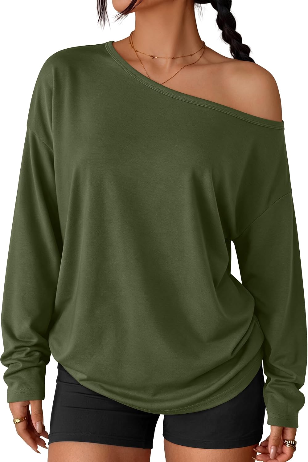 Trendy Queen Womens Off The Shoulder Oversized Tops