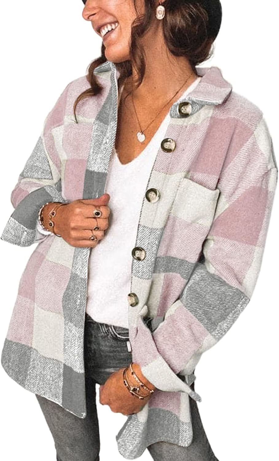 AUTOMET Shackets for Women Plaid Flannel Shirts