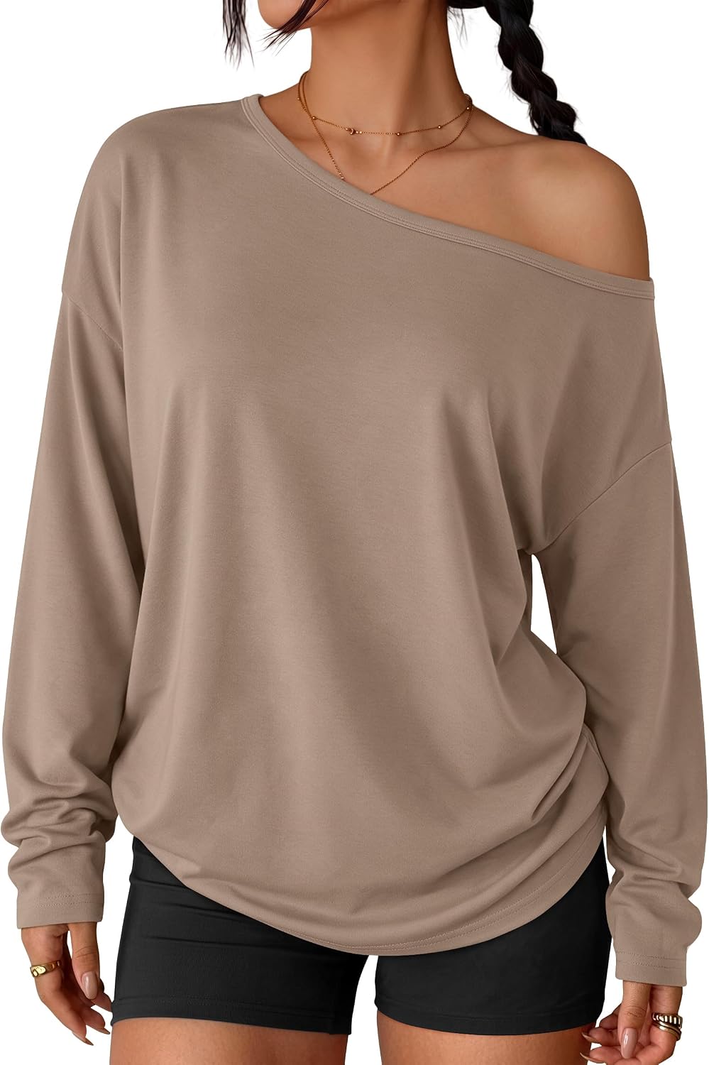 Trendy Queen Womens Off The Shoulder Oversized Tops