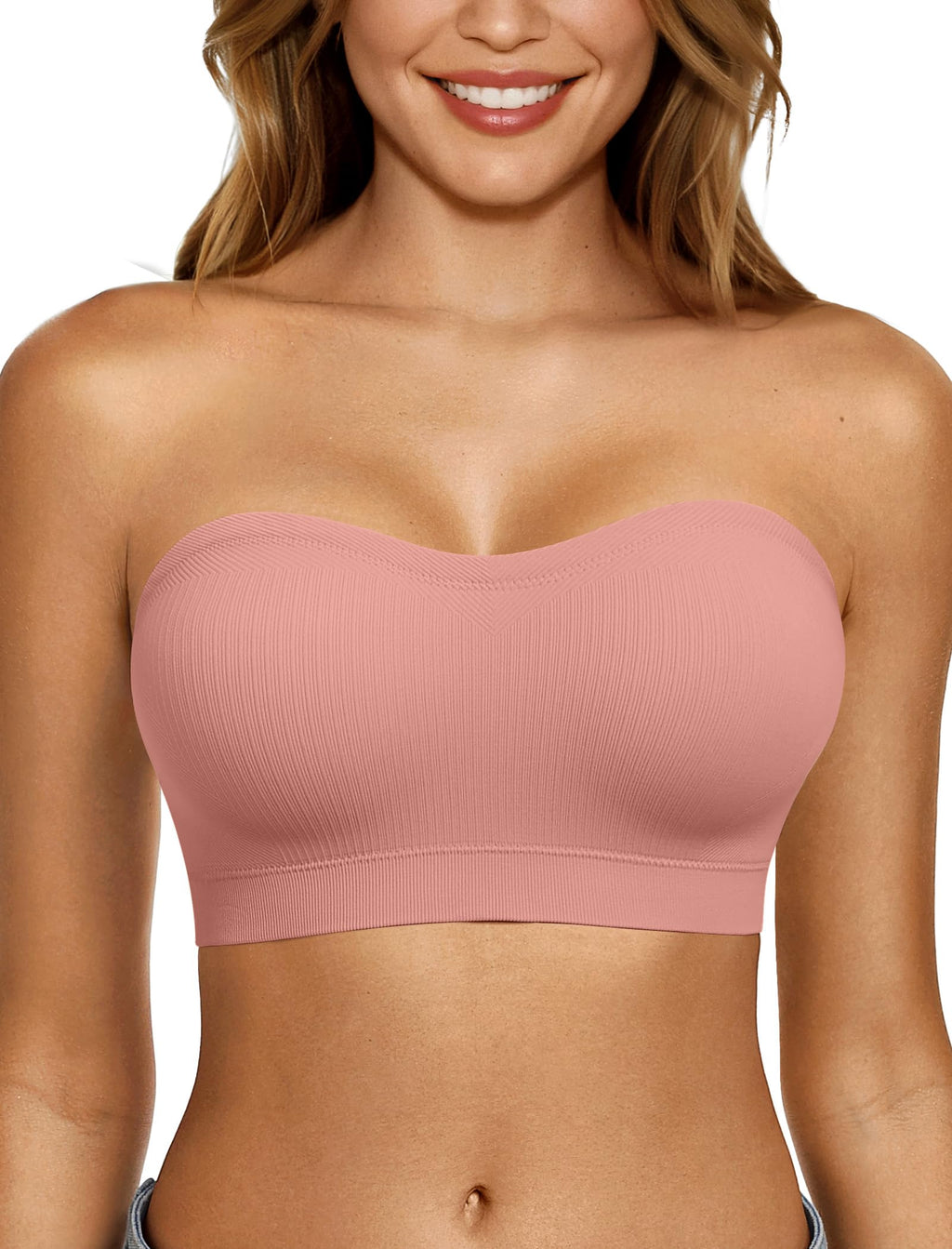 LetsJoli Strapless Bras for Women Push Up Bandeau Wireless Tube Padded Bra