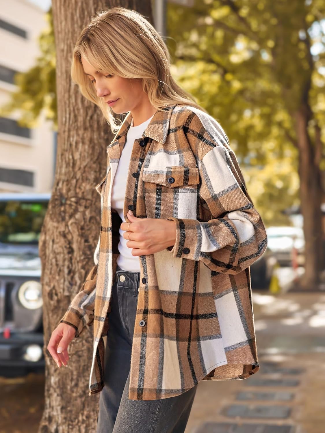 AUTOMET Shackets for Women Plaid Flannel Shirts