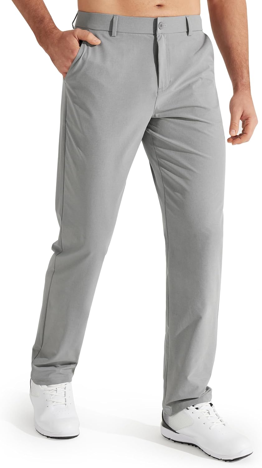 Libin Mens Golf Pants Stretch Work Dress Pants 30"/32"/34" Quick Dry Lightweight Casual Comfy Trousers with Pockets