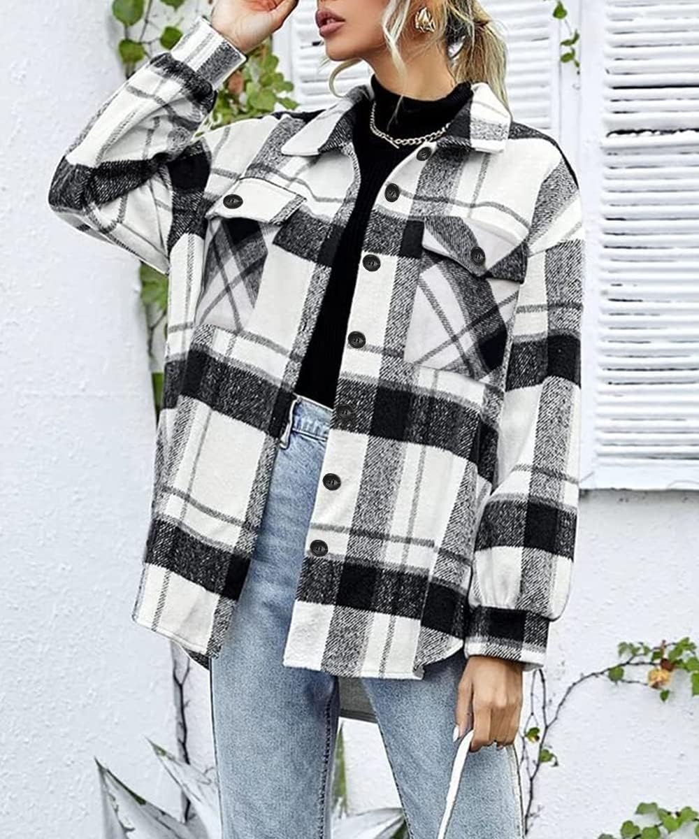 AUTOMET Shackets for Women Plaid Flannel Shirts