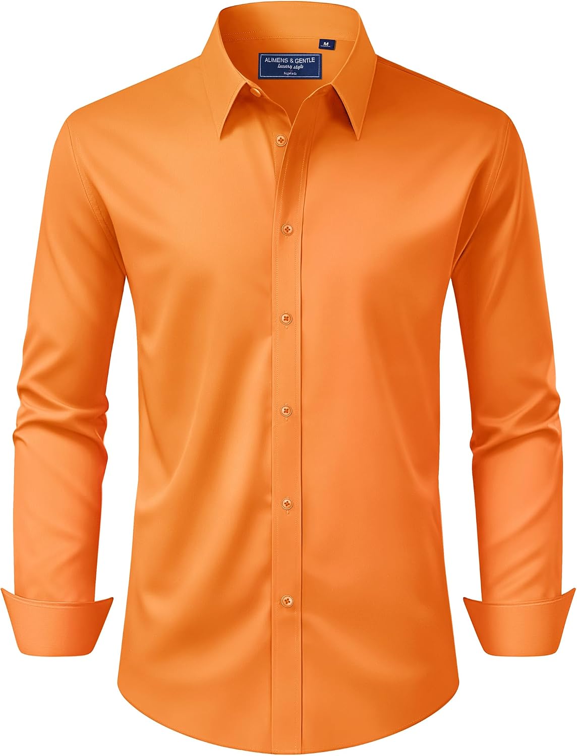 Alimens & Gentle Men's Dress Shirt Regular Fit Stretch Stain Shield Long Sleeve Solid Business Wedding Button Down Shirts