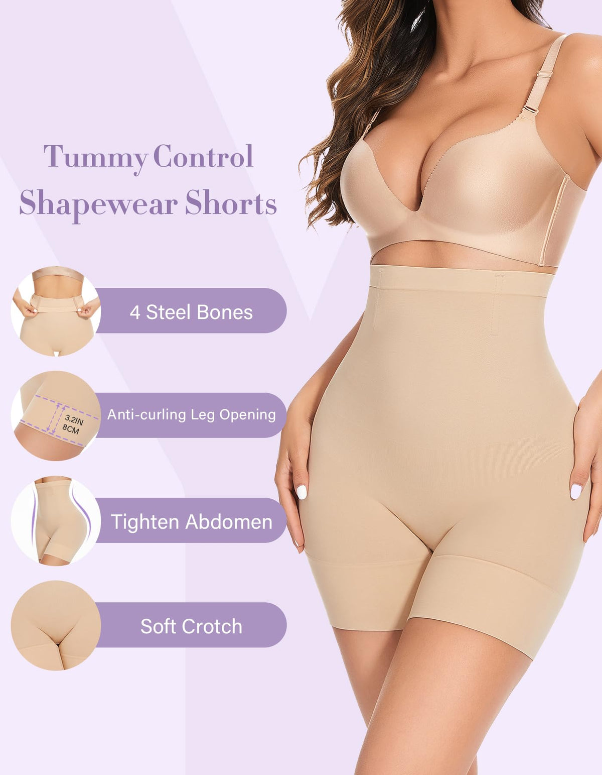 YADIFEN Womens Shapewear Tummy Control Shorts, High Waisted Body Shaper