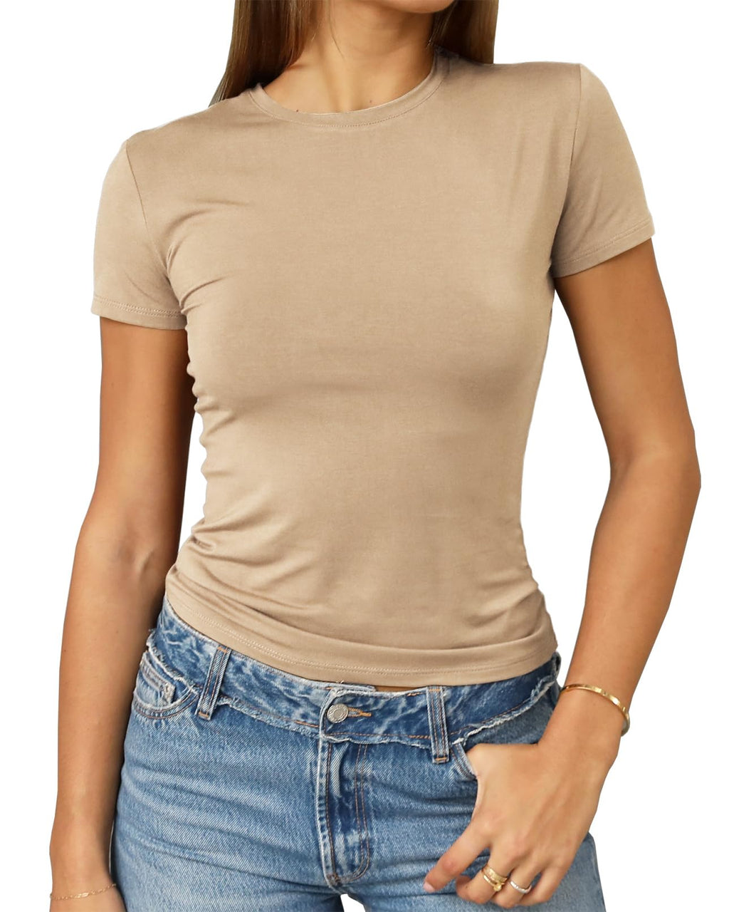 Abardsion Women's Casual Basic Slim Fit T Shirts