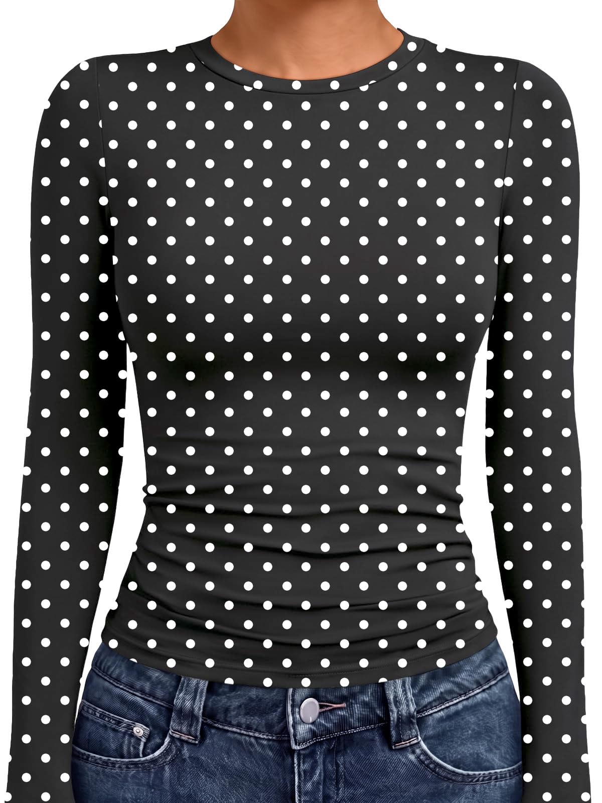 AUTOMET Womens Crew Neck Long Sleeve Shirts Compression Underscrubs Tops