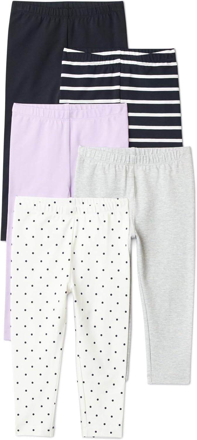 Amazon Essentials Girls' Cotton Stretch Leggings, Multipacks