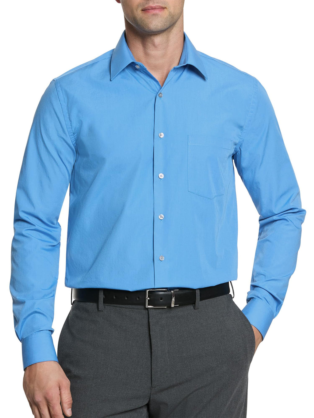 Van Heusen Mens Dress Shirt Regular Fit Poplin Solid