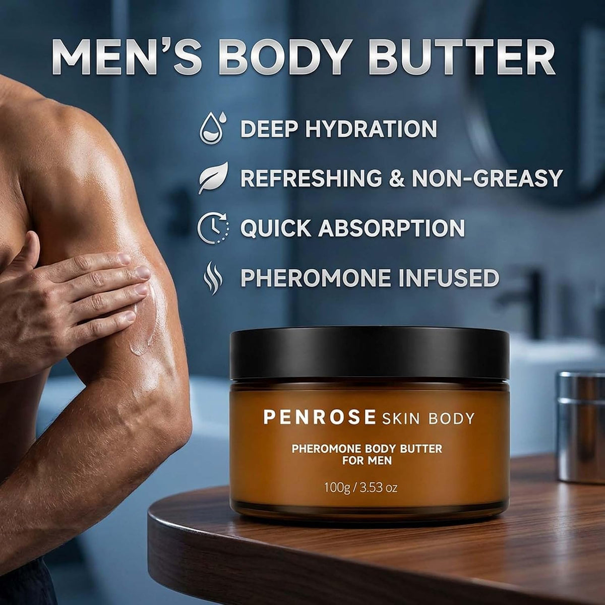 Skin Body Butter for Men, Moisturizing Body Cream,Non-greasy Body Butter