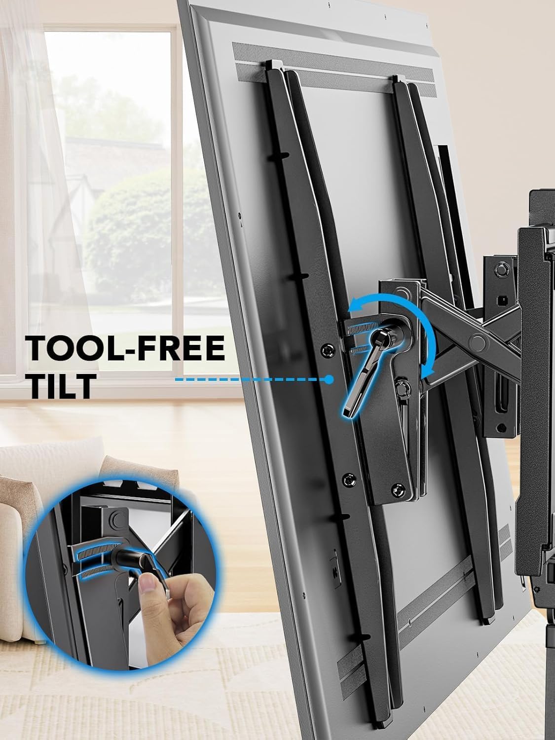 Pipishell TV Wall Mount for 26-74 inch LED LCD OLED 4K TVs up to 99lbs, Full Motion TV Mount Bracket Articulating Swivel Extension Tilting Leveling Max VESA 400x400mm, Fits 12/16 Inch Wood Studs