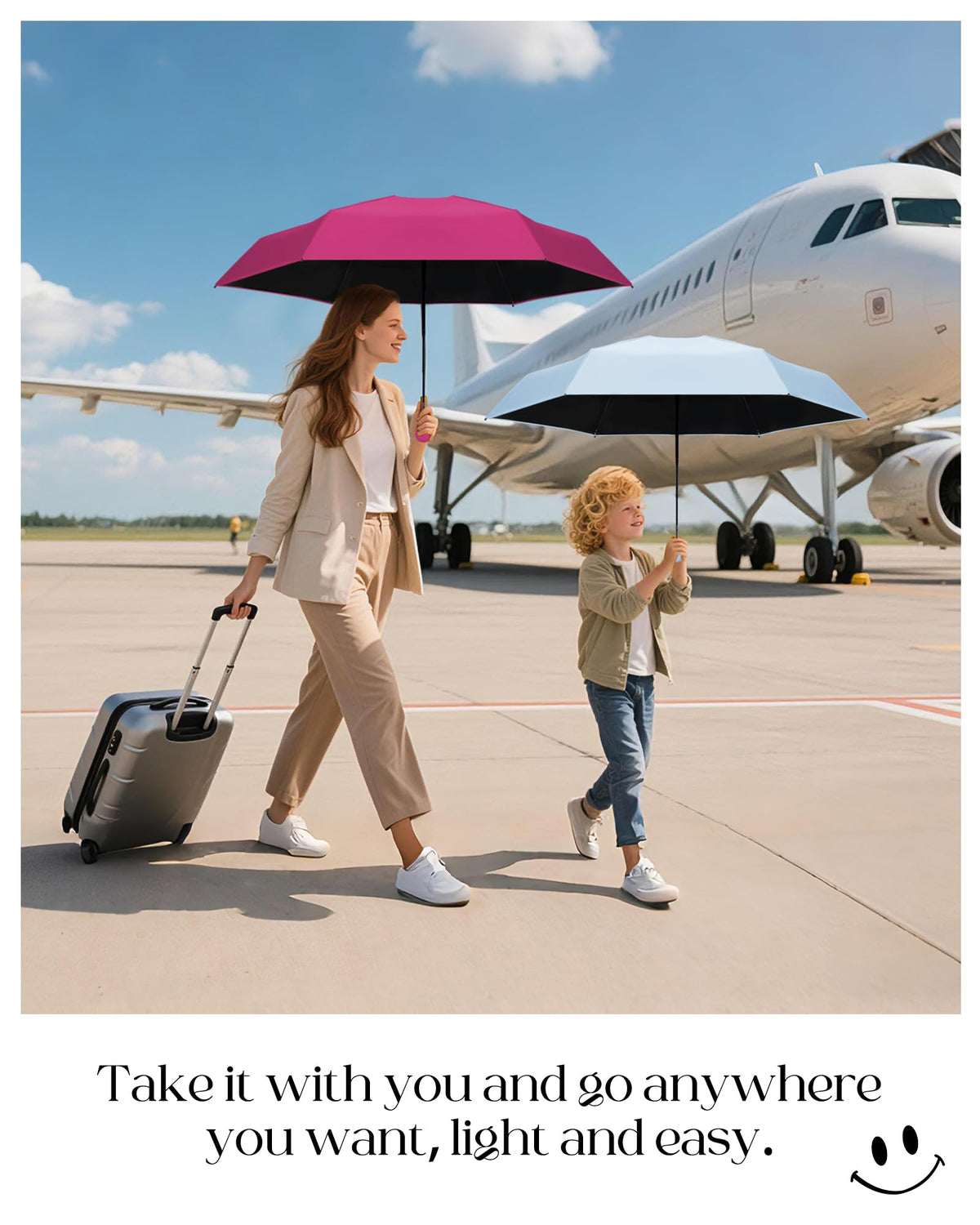 Seniny Mini Travel Umbrella with Case, Compact Pocket Size UV Sun & Rain