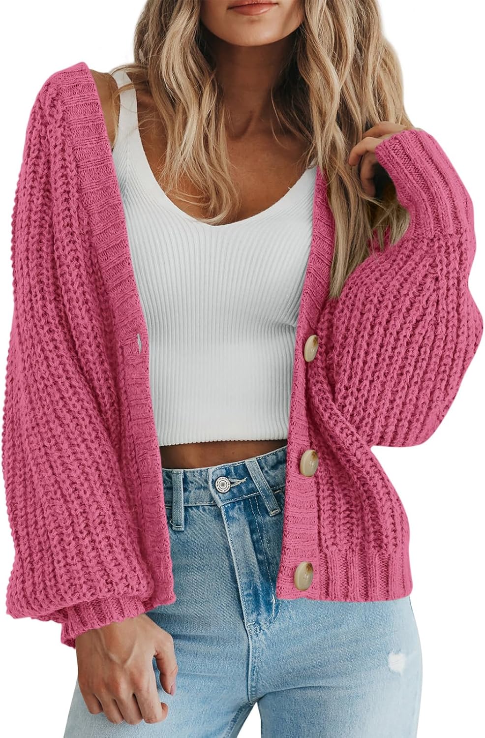 PRETTYGARDEN Women's Chunky Knit Open Front Cardigan Sweaters Fall Outfits
