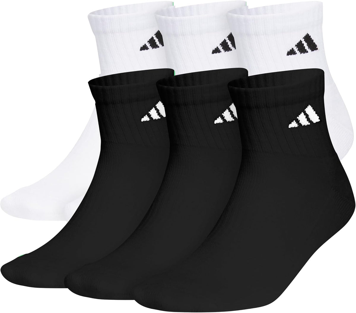adidas Men's Athletic Cushioned Quarter Ankle Socks 6 Pairs