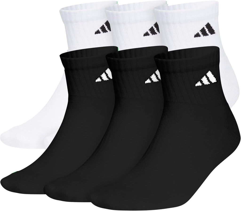 adidas Men's Athletic Cushioned Quarter Ankle Socks 6 Pairs