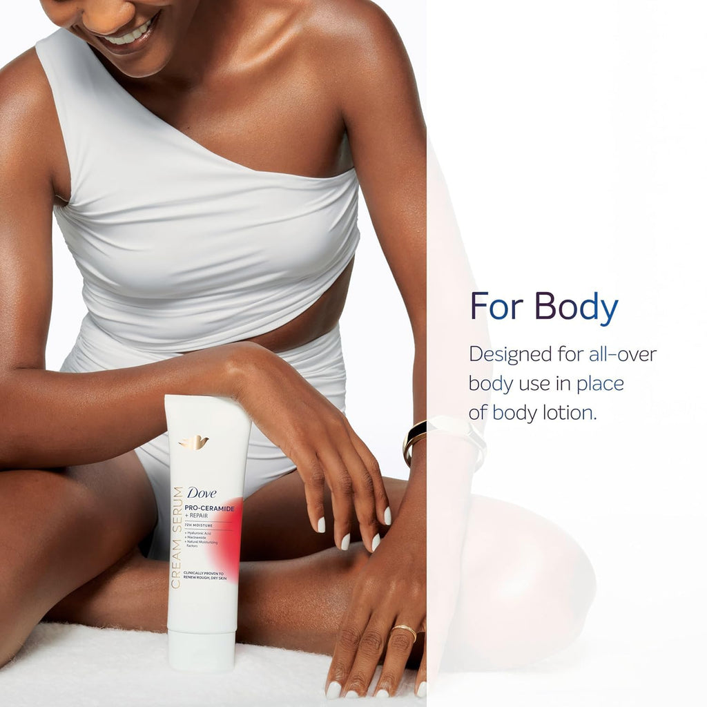 Dove Body Cream Serum Pro-Ceramide + Repair for Rough, Extremely Dry Skin, with Hyaluronic Acid, Niacinamide and Natural Moisturizing Factors Lotion, 8 oz