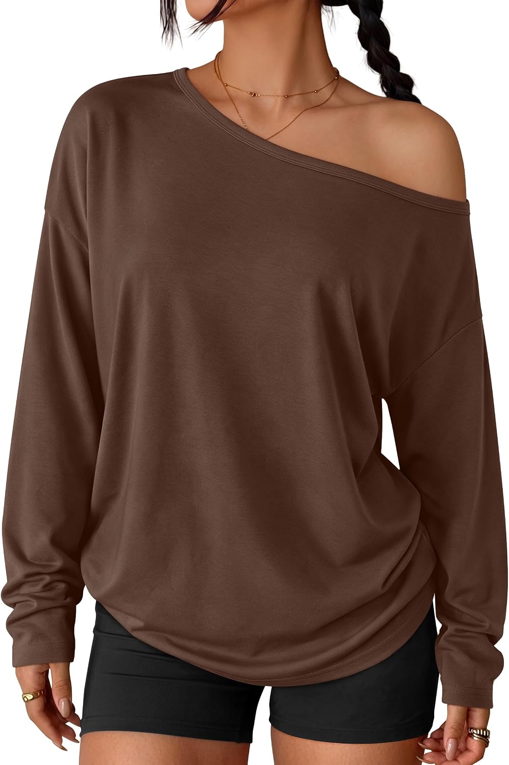 Trendy Queen Womens Off The Shoulder Oversized Tops