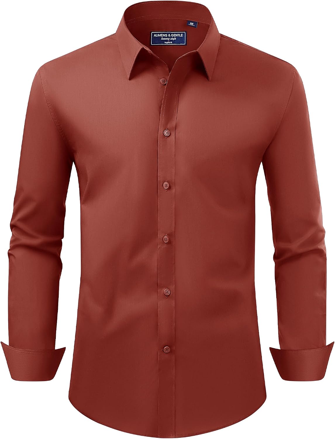 Alimens & Gentle Men's Dress Shirt Regular Fit Stretch Stain Shield Long Sleeve Solid Business Wedding Button Down Shirts