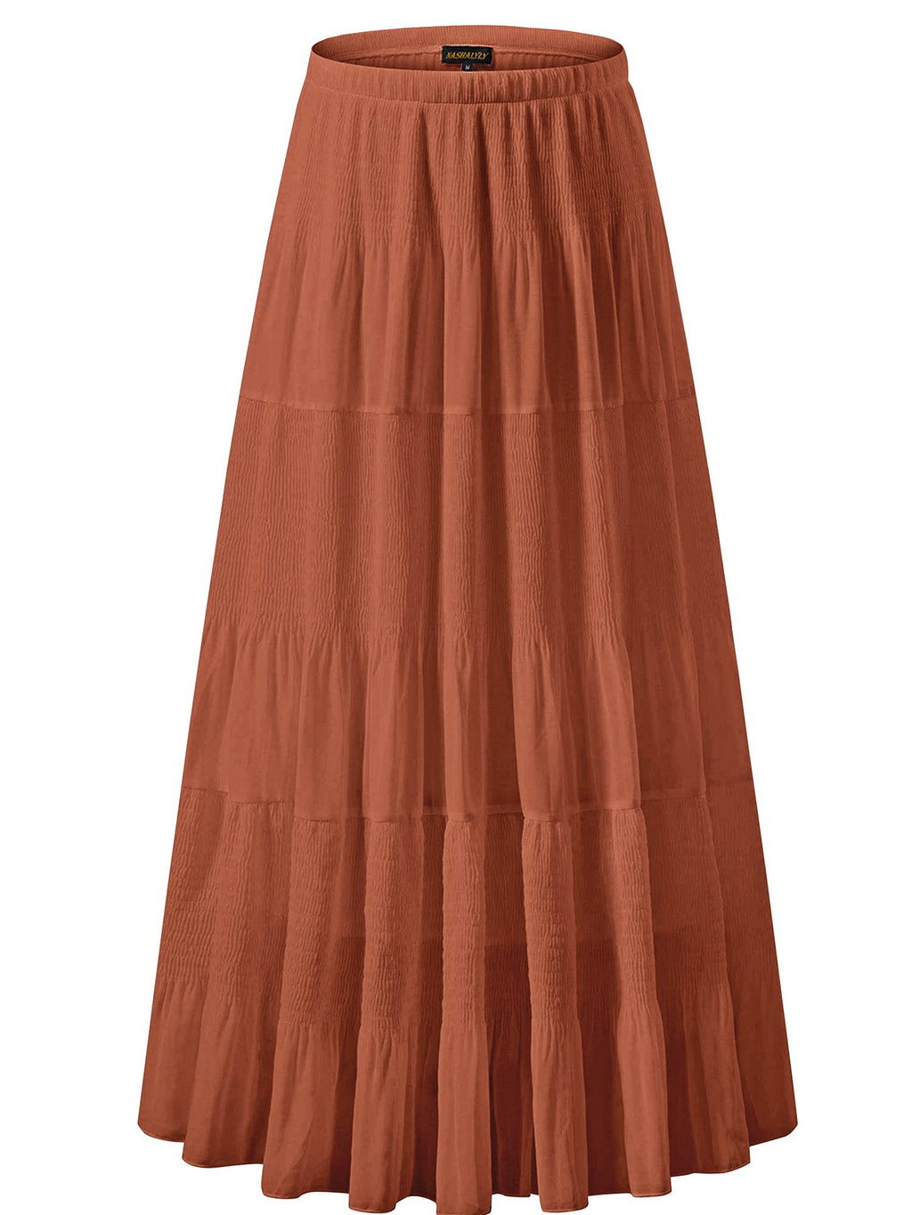 NASHALYLY Women's Chiffon Elastic High Waist Pleated A-Line Maxi Skirts