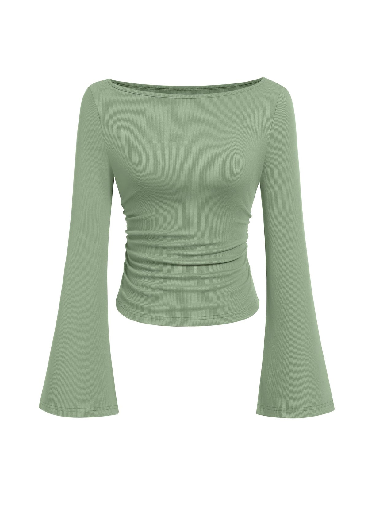 PRETTYGARDEN Womens Bell Long Sleeve Ribbed Knit Tops