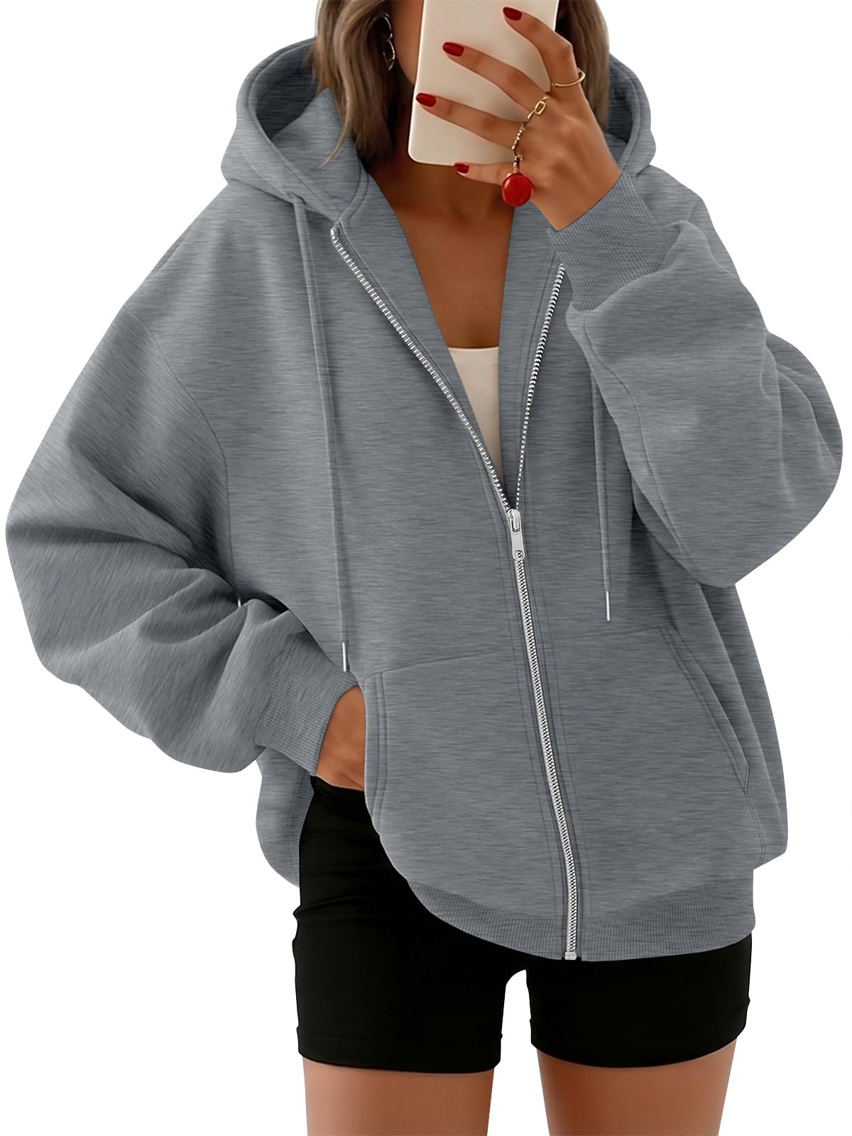 Trendy Queen Womens Oversized Zip Up Hoodies Y2K Fall Sweatshirts 2026